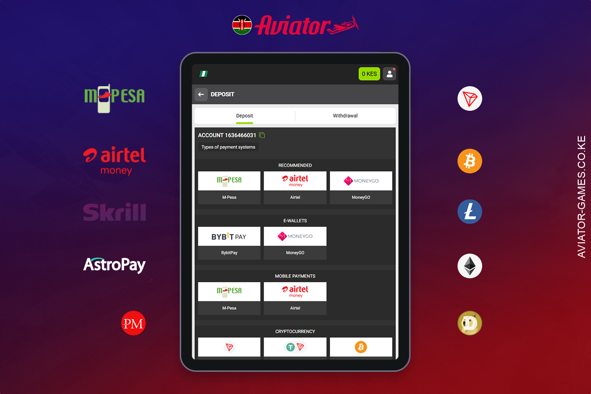 In Kenya, there are several reliable ways to make a deposit for playing Aviator