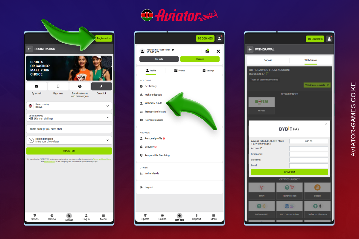 Kenyan players using mobile devices can play and withdraw funds via the Aviator apps for Android or iOS